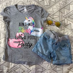 KIDS! Summer Unicorn and Flamingo Tee Shirt